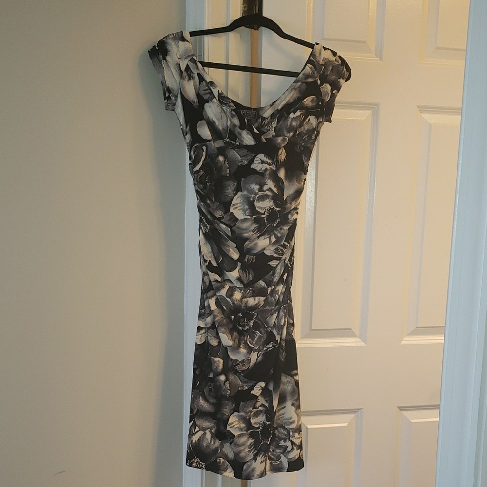 Elegant Black and White Floral Dress